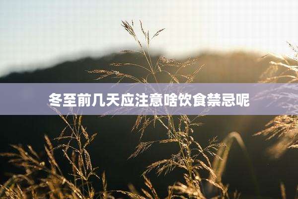 冬至前几天应注意啥饮食禁忌呢