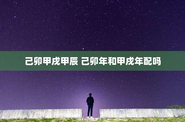 己卯甲戌甲辰 己卯年和甲戌年配吗