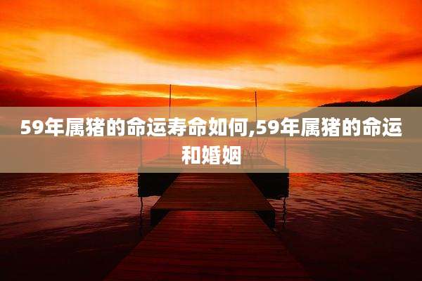 59年属猪的命运寿命如何,59年属猪的命运和婚姻