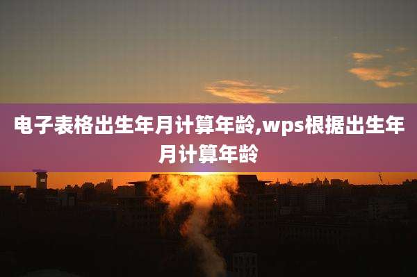 电子表格出生年月计算年龄,wps根据出生年月计算年龄