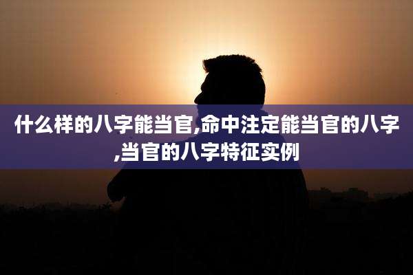 什么样的八字能当官,命中注定能当官的八字,当官的八字特征实例
