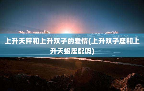 上升天秤和上升双子的爱情(上升双子座和上升天蝎座配吗)