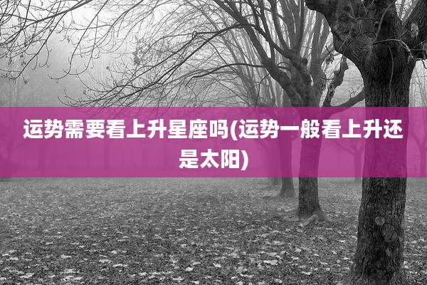 运势需要看上升星座吗(运势一般看上升还是太阳)