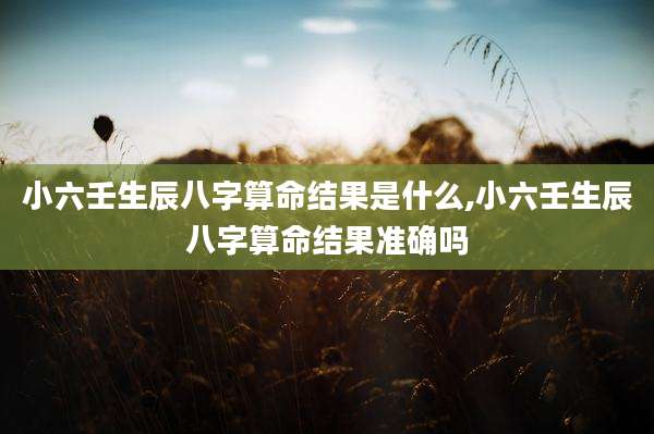 小六壬生辰八字算命结果是什么,小六壬生辰八字算命结果准确吗