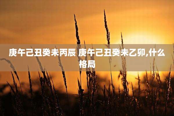 庚午己丑癸未丙辰 庚午己丑癸未乙卯,什么格局