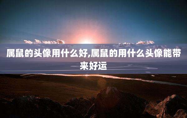 属鼠的头像用什么好,属鼠的用什么头像能带来好运
