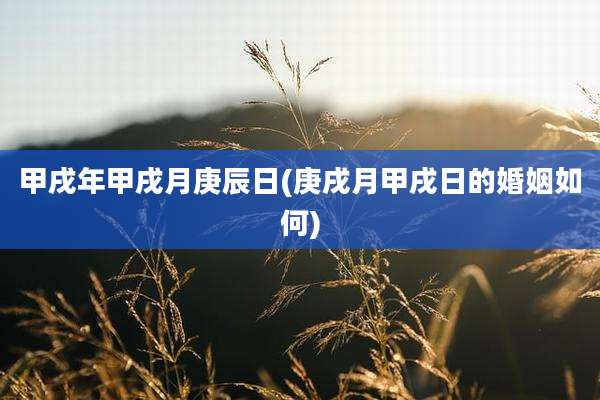 甲戌年甲戌月庚辰日(庚戌月甲戌日的婚姻如何)