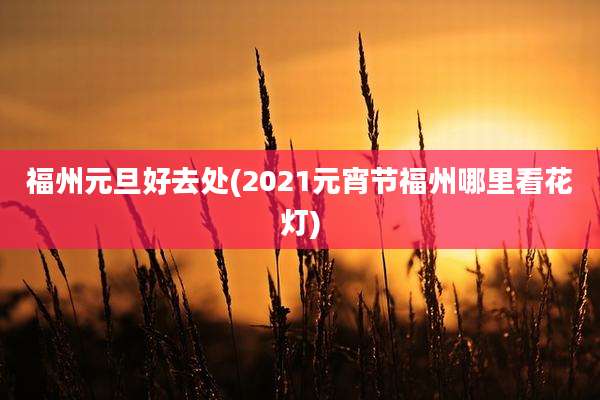 福州元旦好去处(2021元宵节福州哪里看花灯)