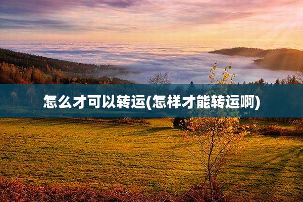 怎么才可以转运(怎样才能转运啊)