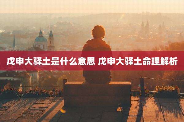 戊申大驿土是什么意思 戊申大驿土命理解析