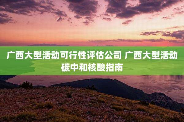 广西大型活动可行性评估公司 广西大型活动碳中和核酸指南
