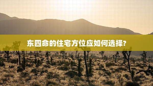 东四命的住宅方位应如何选择?