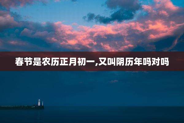 春节是农历正月初一,又叫阴历年吗对吗