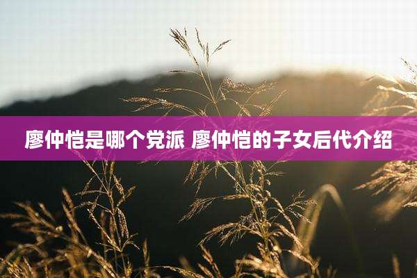 廖仲恺是哪个党派 廖仲恺的子女后代介绍