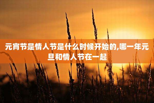 元宵节是情人节是什么时候开始的,哪一年元旦和情人节在一起
