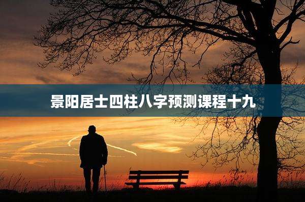 景阳居士四柱八字预测课程十九