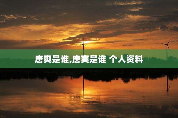 唐爽是谁,唐爽是谁 个人资料