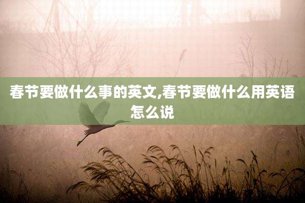 春节要做什么事的英文,春节要做什么用英语怎么说