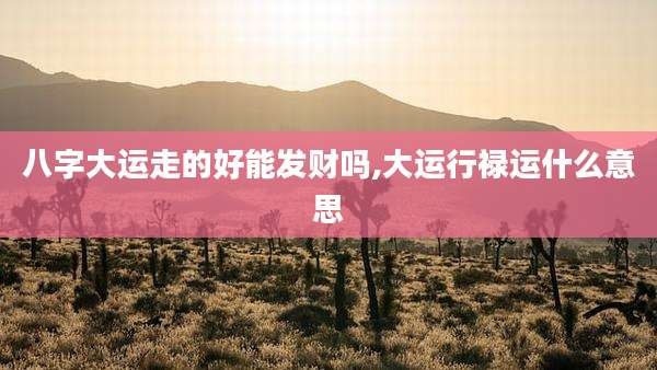 八字大运走的好能发财吗,大运行禄运什么意思