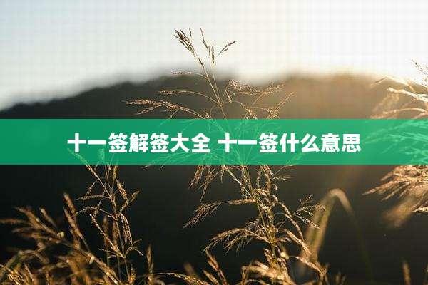 十一签解签大全 十一签什么意思