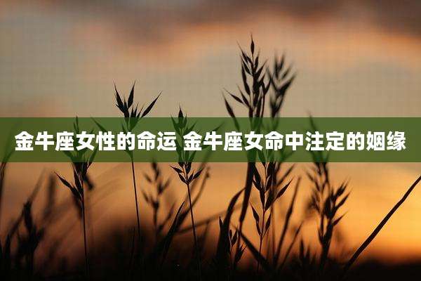 金牛座女性的命运 金牛座女命中注定的姻缘