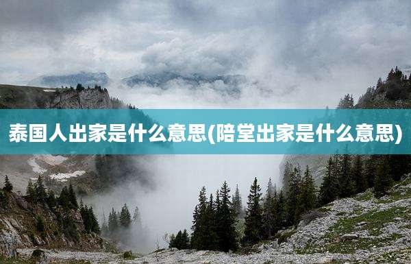 泰国人出家是什么意思(陪堂出家是什么意思)