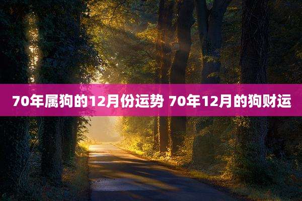 70年属狗的12月份运势 70年12月的狗财运