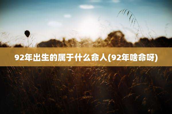 92年出生的属于什么命人(92年啥命呀)