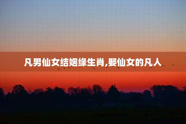 凡男仙女结姻缘生肖,娶仙女的凡人