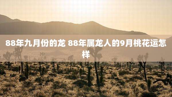88年九月份的龙 88年属龙人的9月桃花运怎样