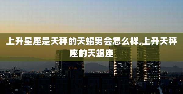 上升星座是天秤的天蝎男会怎么样,上升天秤座的天蝎座