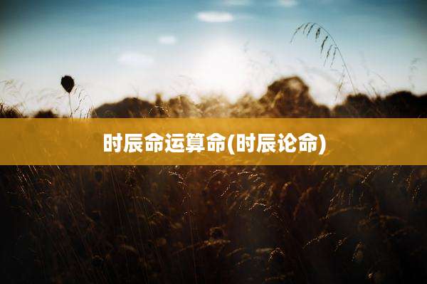 时辰命运算命(时辰论命)