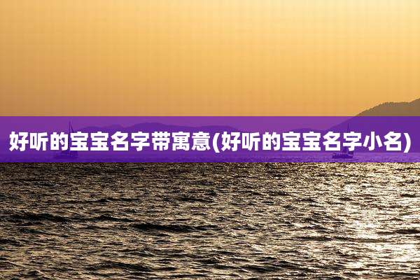 好听的宝宝名字带寓意(好听的宝宝名字小名)