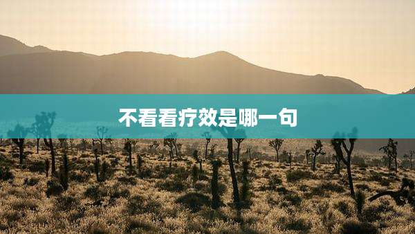 不看看疗效是哪一句