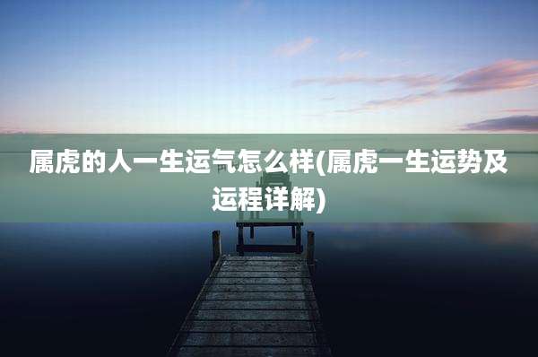 属虎的人一生运气怎么样(属虎一生运势及运程详解)