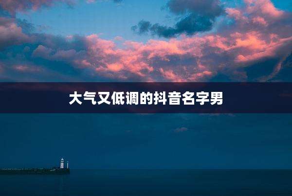 大气又低调的抖音名字男