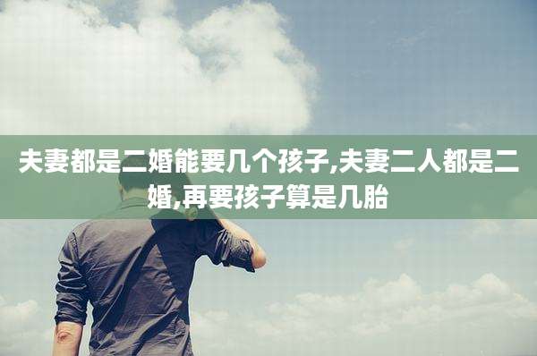 夫妻都是二婚能要几个孩子,夫妻二人都是二婚,再要孩子算是几胎