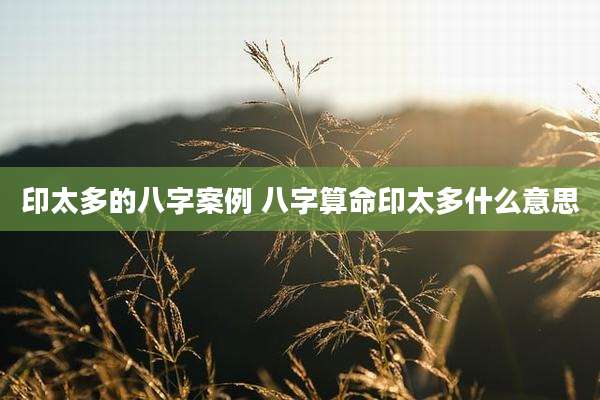 印太多的八字案例 八字算命印太多什么意思