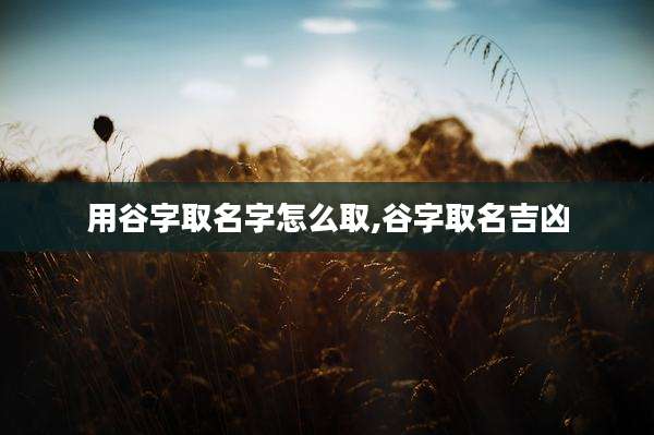 用谷字取名字怎么取,谷字取名吉凶
