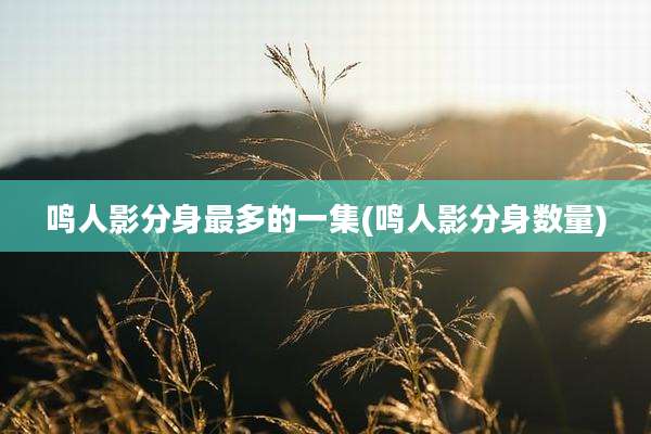 鸣人影分身最多的一集(鸣人影分身数量)