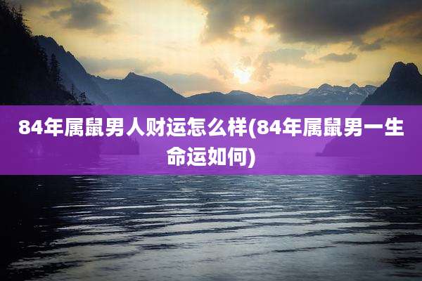 84年属鼠男人财运怎么样(84年属鼠男一生命运如何)