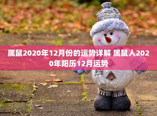 属鼠2020年12月份的运势详解 属鼠人2020年阳历12月运势