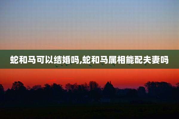 蛇和马可以结婚吗,蛇和马属相能配夫妻吗