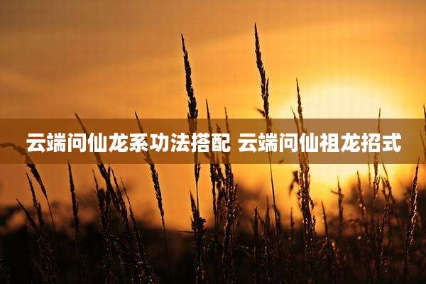 云端问仙龙系功法搭配 云端问仙祖龙招式