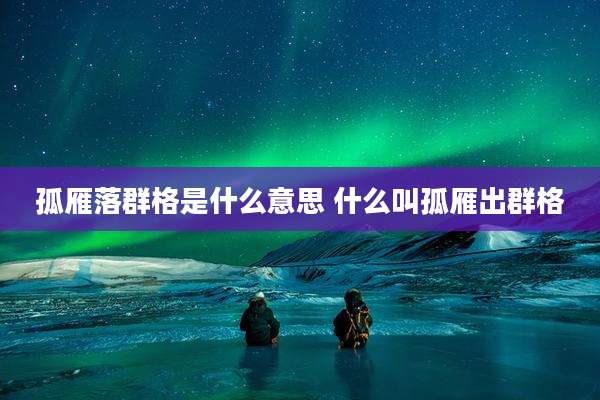 孤雁落群格是什么意思 什么叫孤雁出群格