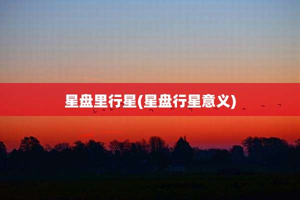 星盘里行星(星盘行星意义)