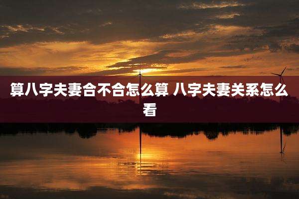 算八字夫妻合不合怎么算 八字夫妻关系怎么看