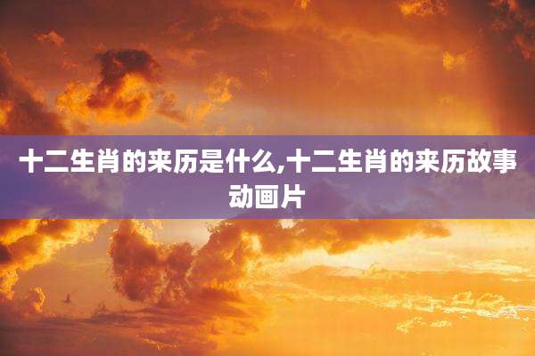 十二生肖的来历是什么,十二生肖的来历故事动画片