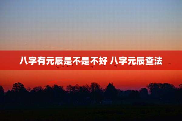 八字有元辰是不是不好 八字元辰查法