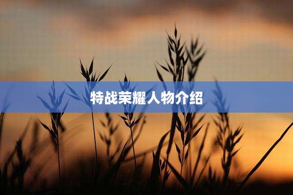特战荣耀人物介绍